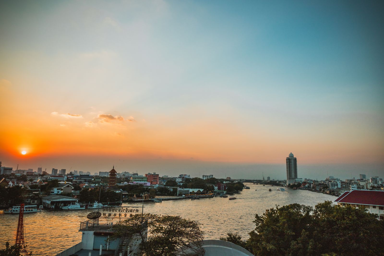Chao Phraya river at sunset, Bangkok