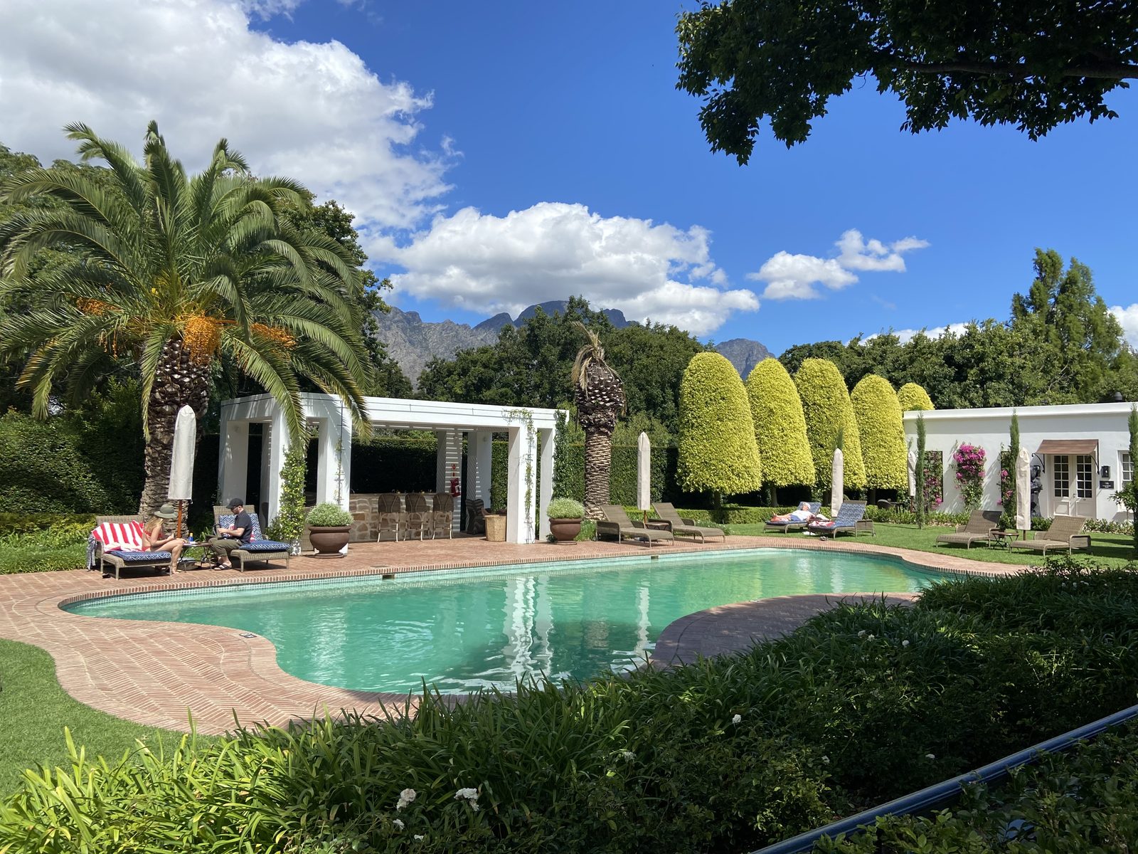Leeu House pool and gardens, Franschhoek, South Africa