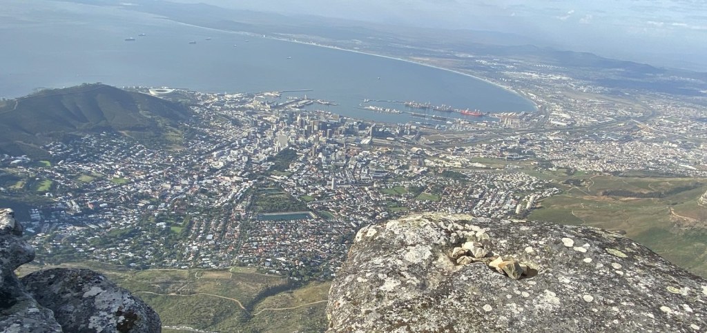 The Cape Town city bowl seen from the summit of Table Mountain