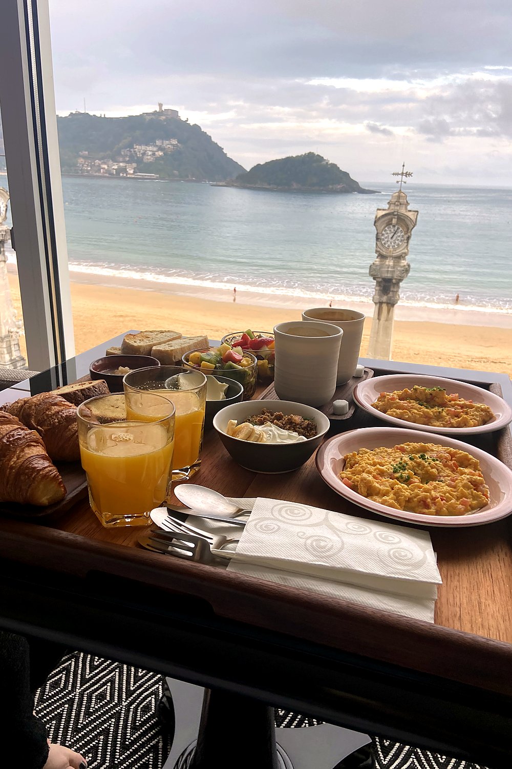 Breakfast overlooking La Concha bay at Villa Favorita, San Sebastián, Spain